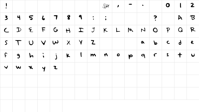 TaylorSwiftHandwriting Medium  glyph index