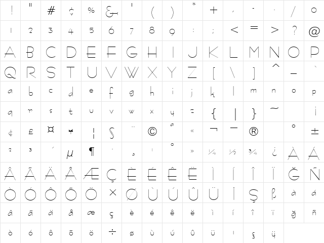 00409 Regular  glyph index