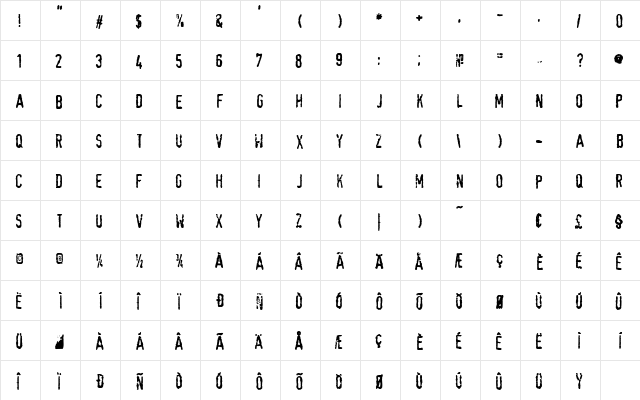 Dole Regular  glyph index