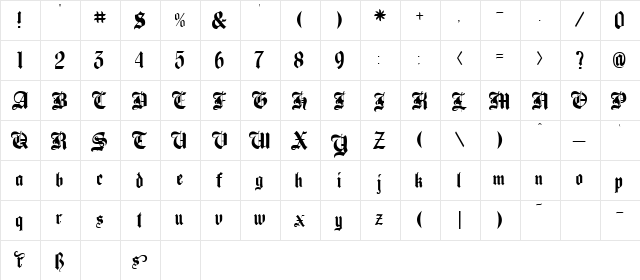Beckett Regular  glyph index