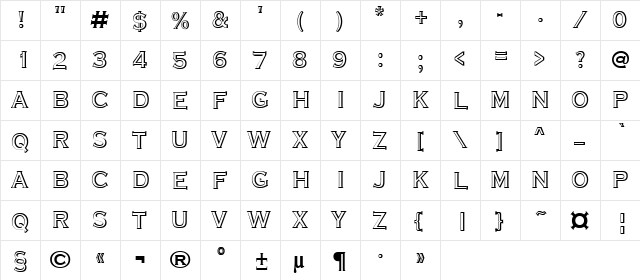 a_CopperGothTitulSh Regular  glyph index