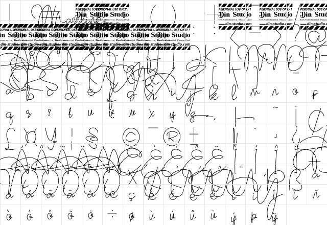 Marrline Personal Use Regular  glyph index