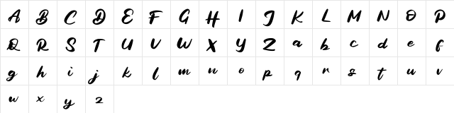 Bagide FREE Regular  glyph index