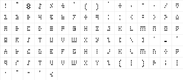 Iconian Condensed Condensed  glyph index