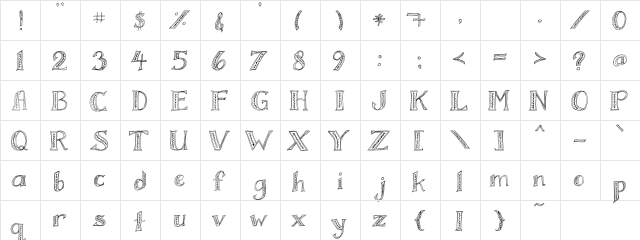 LOT Alpine Vine Regular  glyph index