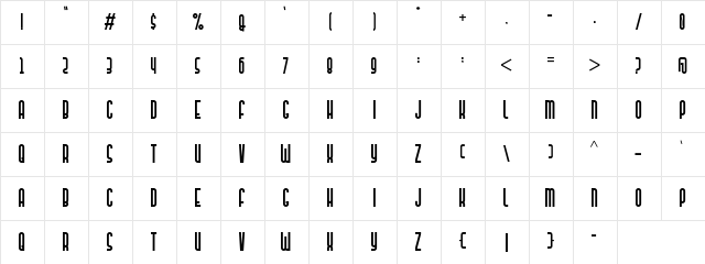 Mandan Regular  glyph index