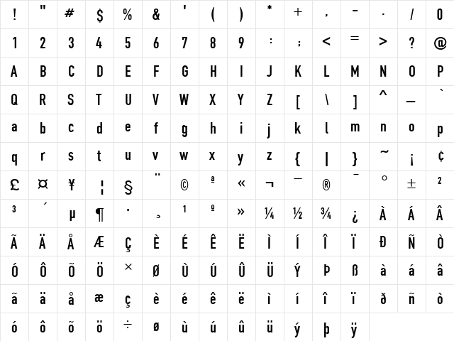 Roadgeek 2005 Engschrift Regular  glyph index