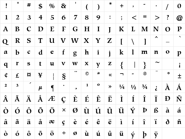 Hiroshige ATT Bold  glyph index