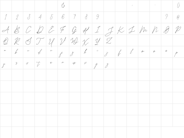 The Attention Regular  glyph index
