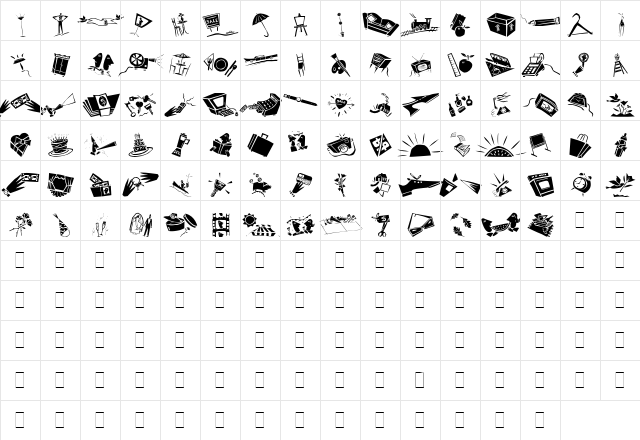 DF Commercials Regular  glyph index