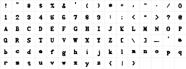 3000 Regular  glyph index