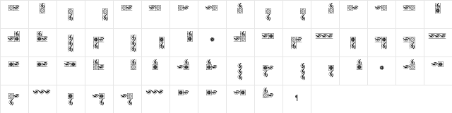 Borders Karnak Regular  glyph index