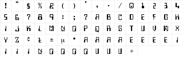 Commander Regular  glyph index
