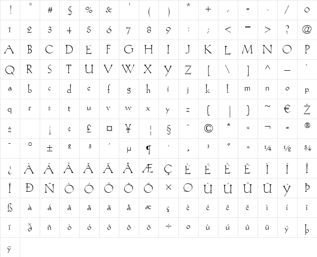 KochAntiqua LT Regular  glyph index