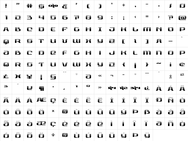 Range Paladin Halftone Regular  glyph index