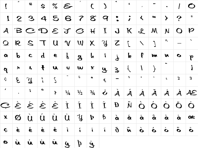 Double Regular  glyph index