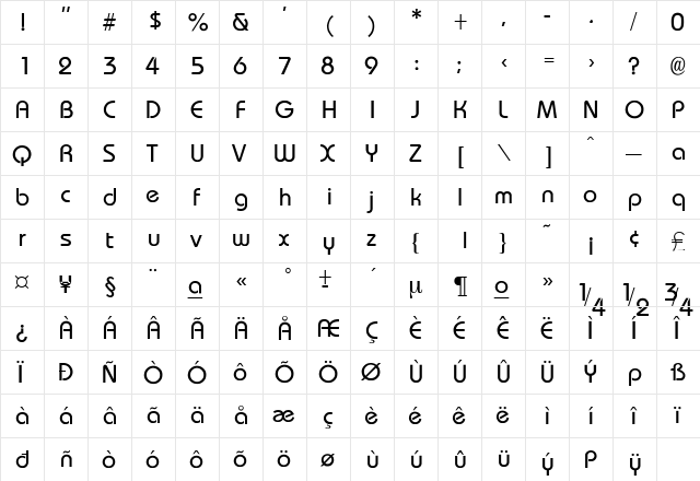 ft4 Regular  glyph index