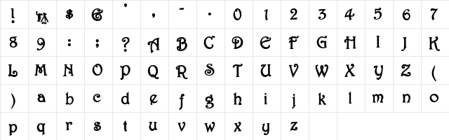JessamineScriptSSK Bold  glyph index