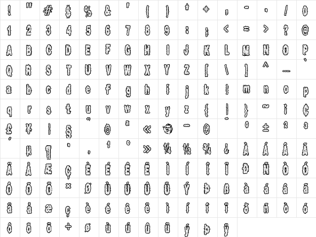 Scab Regular  glyph index