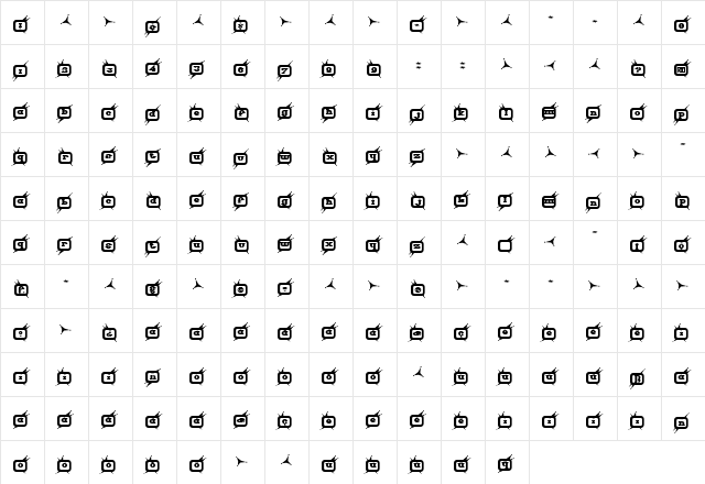Technicolor Regular  glyph index