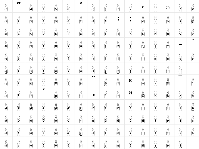 BowlingWhite Becker Normal  glyph index