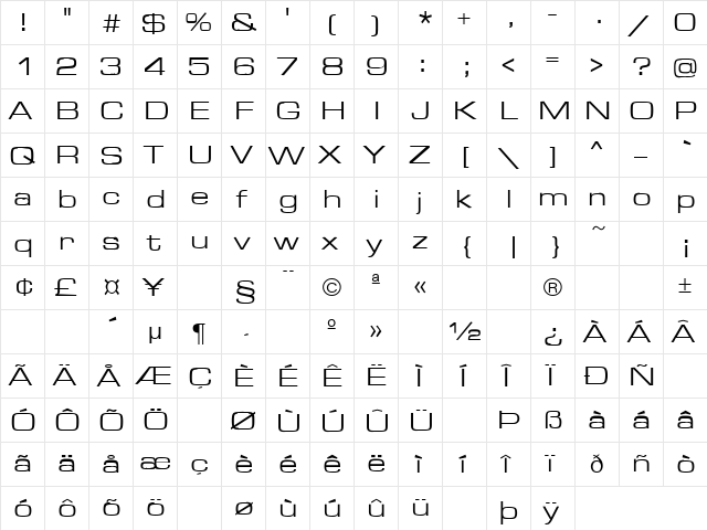 Green Mountain 11 Regular  glyph index