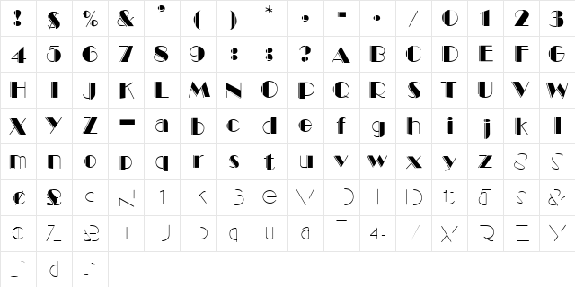 Voodoo 4 Regular  glyph index