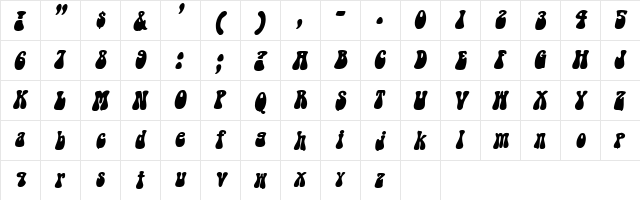Zechin Oblique  glyph index