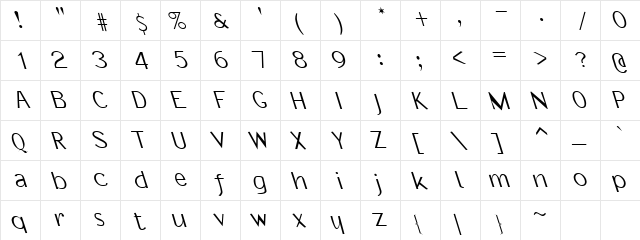 Kashmir 2 Regular  glyph index