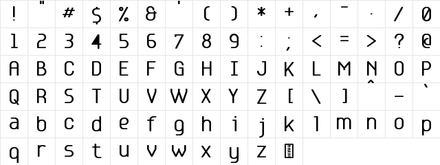Base 5 Regular  glyph index