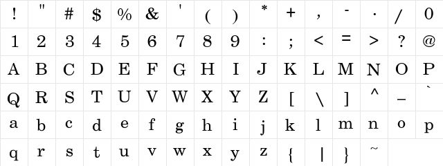 Roosevelt 3 Regular  glyph index