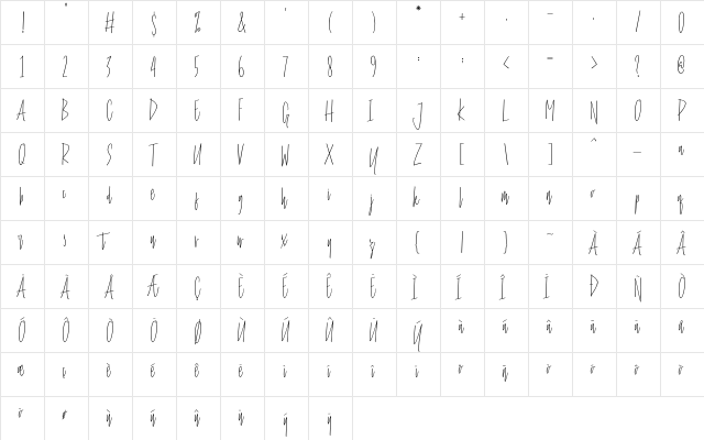 Stay Cool Regular  glyph index