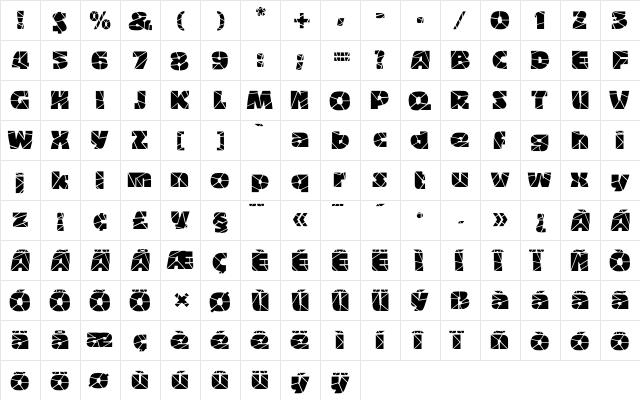 BigbandTerrazzo Regular  glyph index