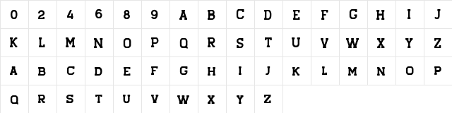 Hansel Rough Regular  glyph index
