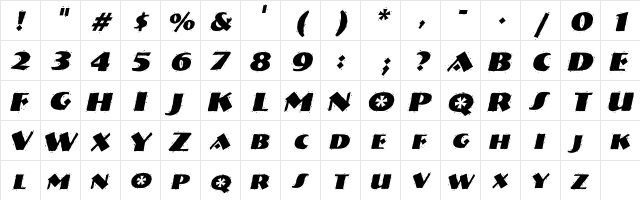 Natividad Italic  glyph index