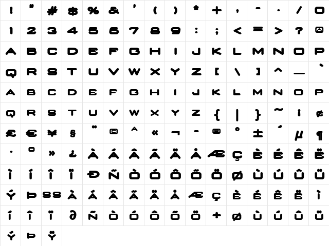 Nedian ExtraBold  glyph index