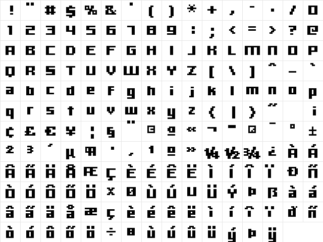 hooge 06_65 Regular  glyph index