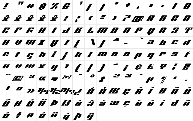 Octuple max Regular  glyph index
