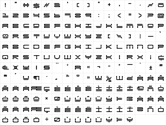 QuickStrike Bold Bold  glyph index
