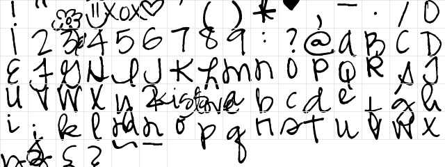 Pea Glo-Girl Script Regular  glyph index