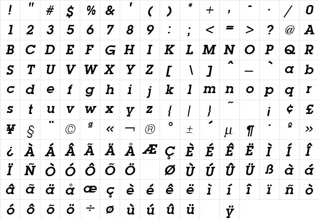 Lubalin Graph Demi Italic  glyph index