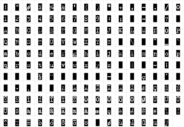 Trixie-Cameo Medium  glyph index