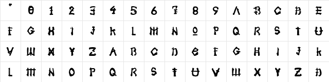 Tachi Regular  glyph index