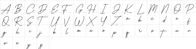 Elliana Samantha Regular  glyph index