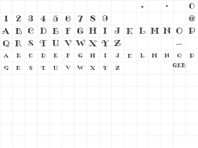 Gallery Regular  glyph index