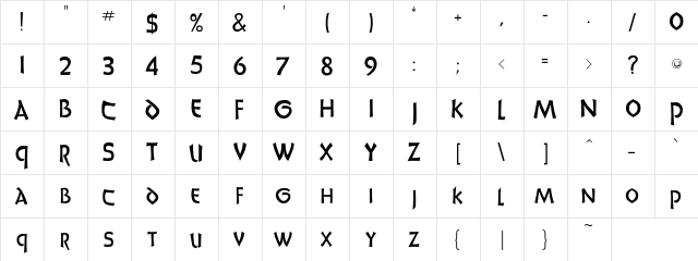 Uncials Regular  glyph index