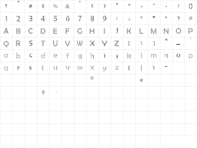 Turpitude Regular  glyph index