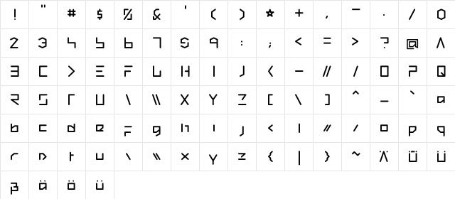 Thoemel Regular  glyph index