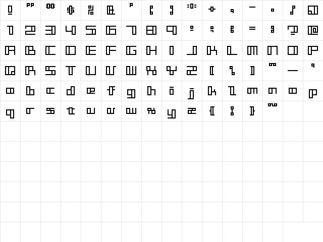 Pop Tune OutBitA12 Regular  glyph index