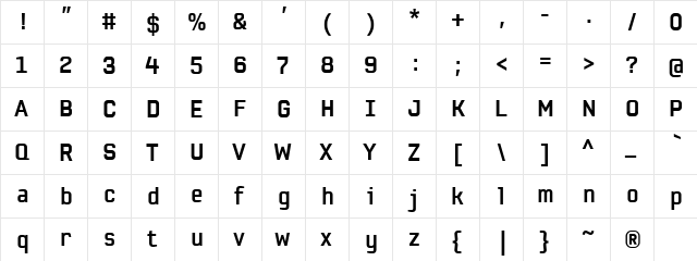 EAS Sans Bold  glyph index